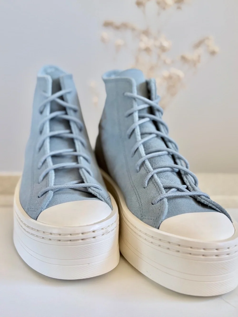 Converse Chuck Taylor Modern Lift Platform BLUE Suede Leather Fleece Lining